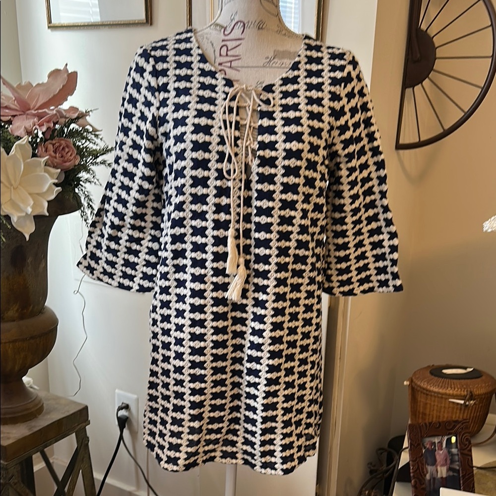 Navy and White Patterned Tunic